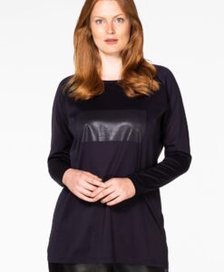 Yoek Tunic shiny rectangle | Blauw | Maat 40