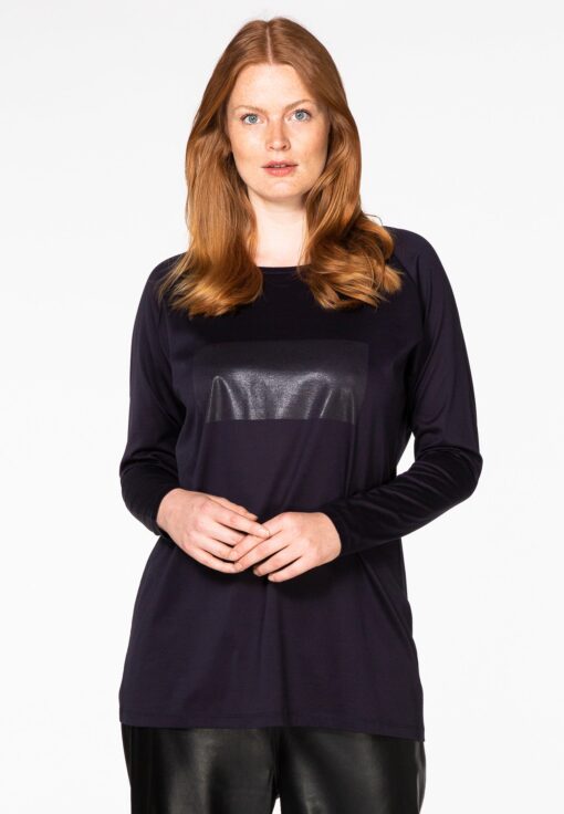 Yoek Tunic shiny rectangle | Blauw | Maat 40