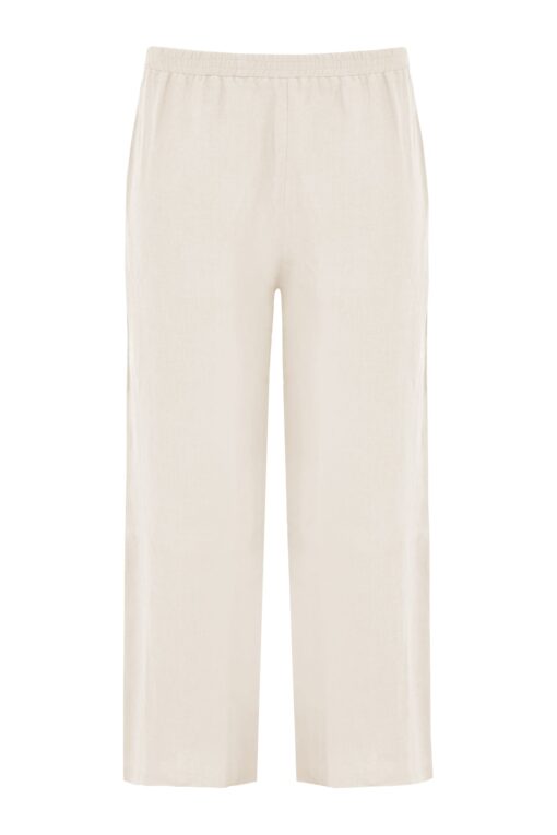 Yoek Lange wijde broek linnen | Beige | Maat 42/44