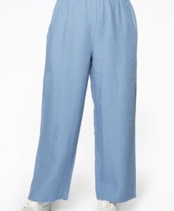 Yoek Lange wijde broek linnen | Indigo | Maat 42/44