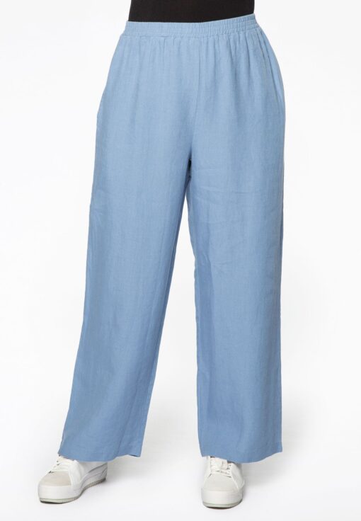 Yoek Lange wijde broek linnen | Indigo | Maat 42/44