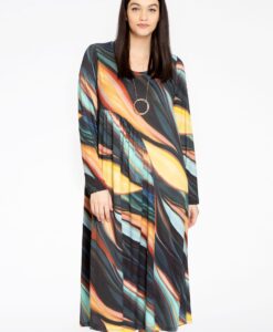 Yoek Jurk met plooien | Zwart | Maat 38/40