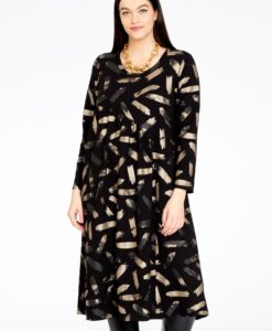 Yoek Jurk met plooien GRACE | Zwart | Maat 54/56