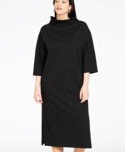 Yoek Jurk met turtle neck STELLA | Zwart | Maat 38/40