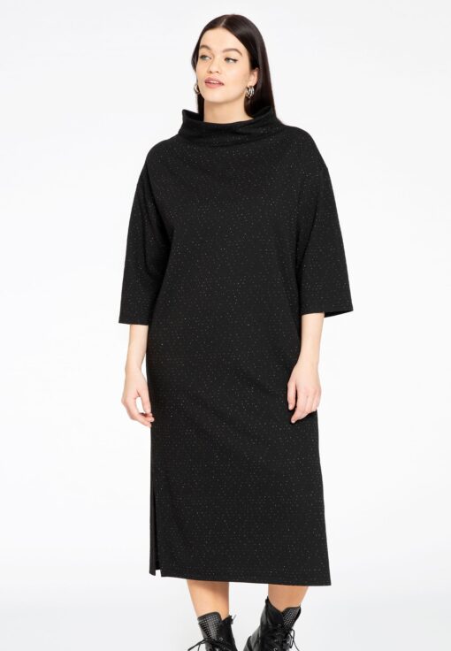 Yoek Jurk met turtle neck STELLA | Zwart | Maat 38/40