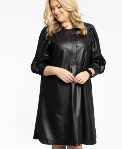Yoek Jurk met pofmouw | Zwart | Maat 46/48