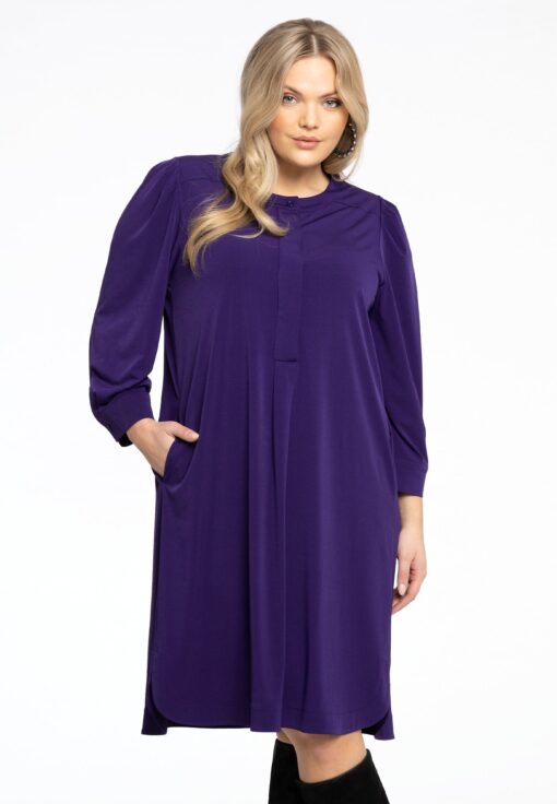 Yoek Jurk Puff Sleeve | Paars | Maat 46/48