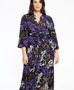Yoek Jurk met pofmouw ROSY | Zwart | Maat 54/56