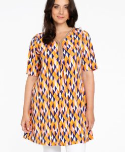 Yoek Tuniek met plooi HARLEQUIN | Oranje | Maat 42/44