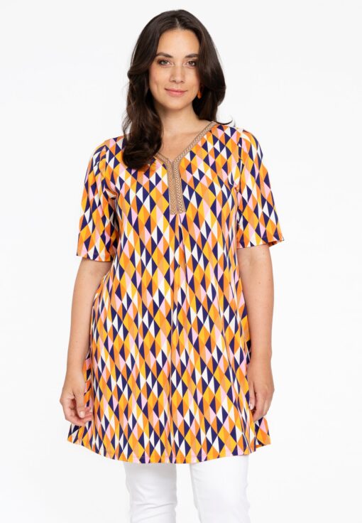 Yoek Tuniek met plooi HARLEQUIN | Oranje | Maat 42/44