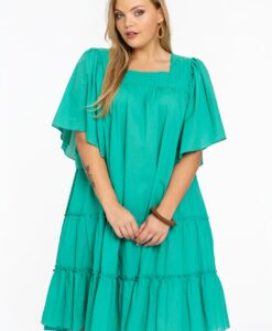 Yoek Jurk met volants SOFT | Groen | Maat 46/48