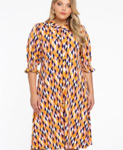 Yoek Jurk met knopen HARLEQUIN | Oranje | Maat 46/48