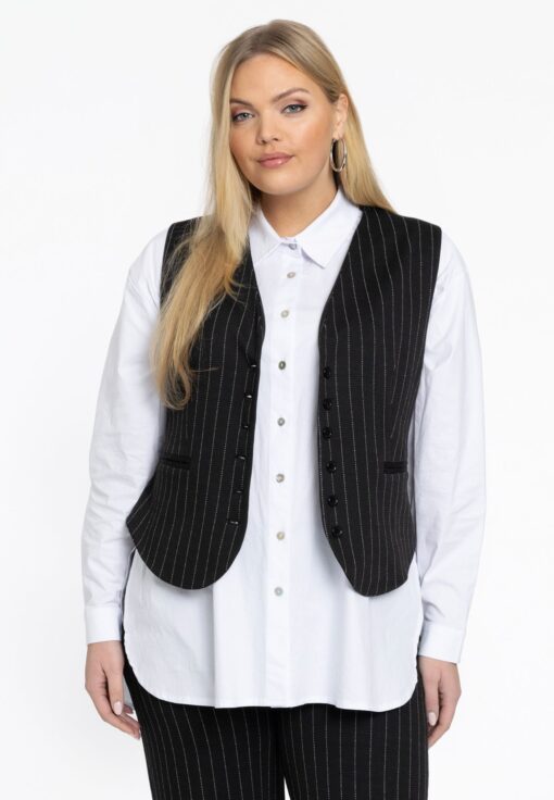 Yoek Gilet PINSTRIPE | Zwart | Maat 38/40