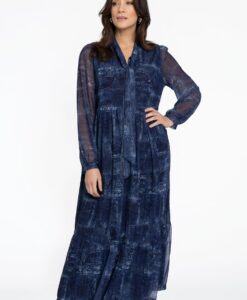 Yoek Jurk met volants DENIM MOUSSE | Blauw | Maat 46/48