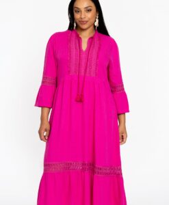 Yoek Jurk met kant MIX | Roze | Maat 42/44