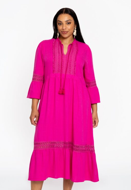 Yoek Jurk met kant MIX | Roze | Maat 42/44