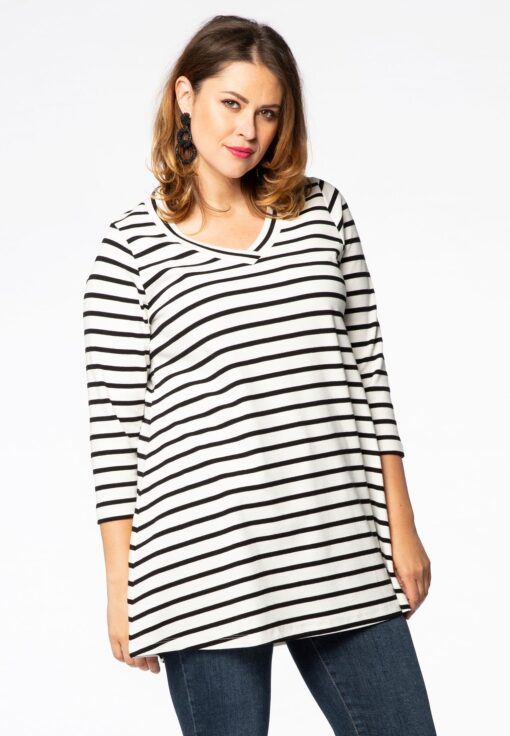 Yoek Tuniek flare v-neck | Beige | Maat 38/40