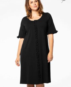 Yoek Jurk ruffled ORGANIC | Zwart | Maat 38/40