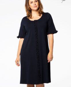 Yoek Jurk ruffled ORGANIC | Blauw | Maat 38/40