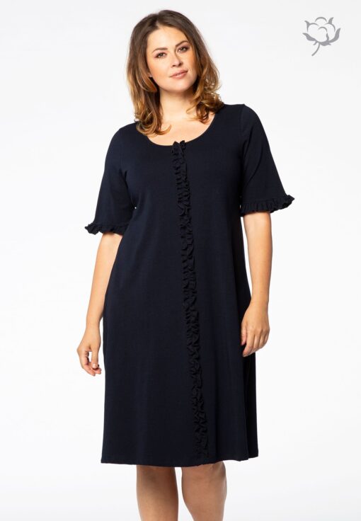 Yoek Jurk ruffled ORGANIC | Blauw | Maat 38/40