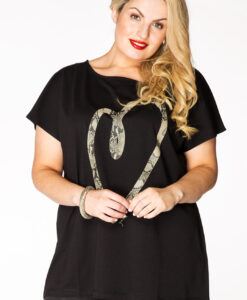 Yoek Shirt hart met slangenprint | Zwart | Maat XXL