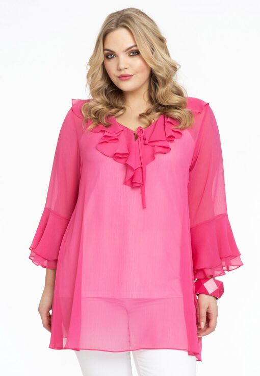 Yoek Tuniek met ruches | Roze | Maat 58/60