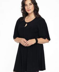 Yoek Tuniek wide bottom cirkelmouw | Zwart | Maat 42/44