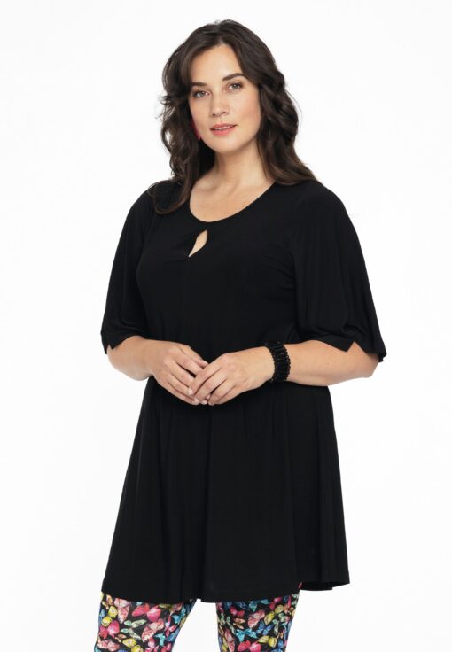 Yoek Tuniek wide bottom cirkelmouw | Zwart | Maat 42/44