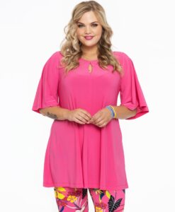 Yoek Tuniek wide bottom cirkelmouw | Roze | Maat 46/48