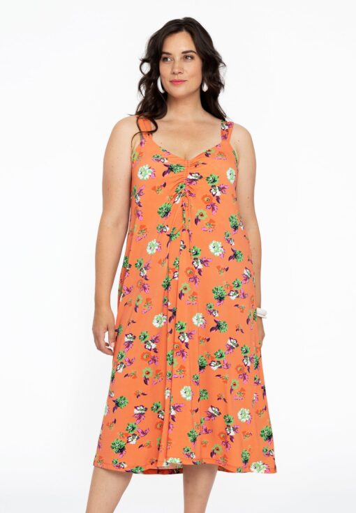 Yoek Mouwloze jurk AZALEA | Oranje | Maat 42/44