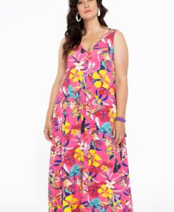 Yoek Mouwloze jurk ALIS | Roze | Maat 54/56