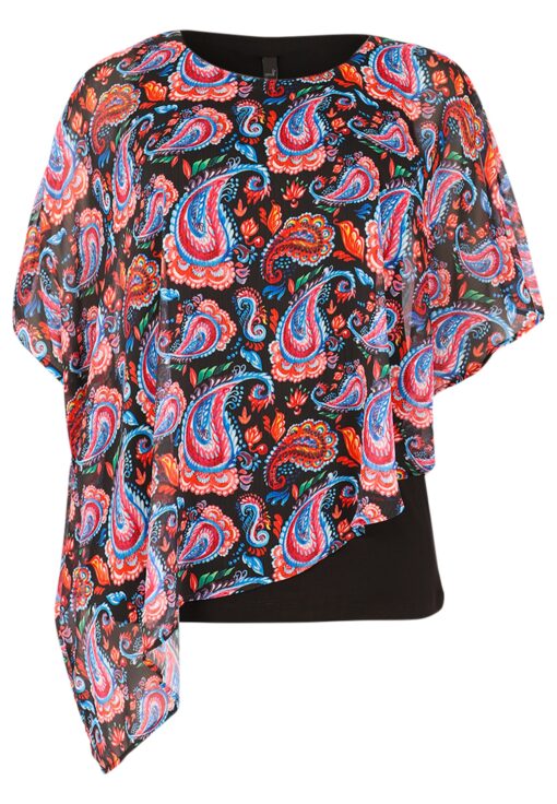 Yoek Tuniek asymmetrisch PAISLEY | Zwart | Maat 42/44