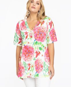 Yoek Tuniek flare met knoopjes ALLIUM | Wit | Maat 46/48
