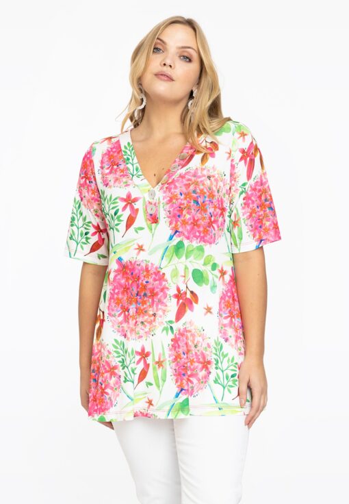 Yoek Tuniek flare met knoopjes ALLIUM | Wit | Maat 46/48