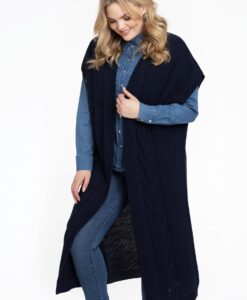 Yoek Mouwloos vest CABLE | Blauw | Maat 42/44