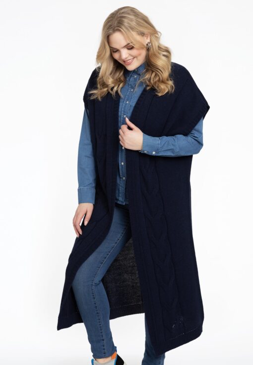 Yoek Mouwloos vest CABLE | Blauw | Maat 42/44