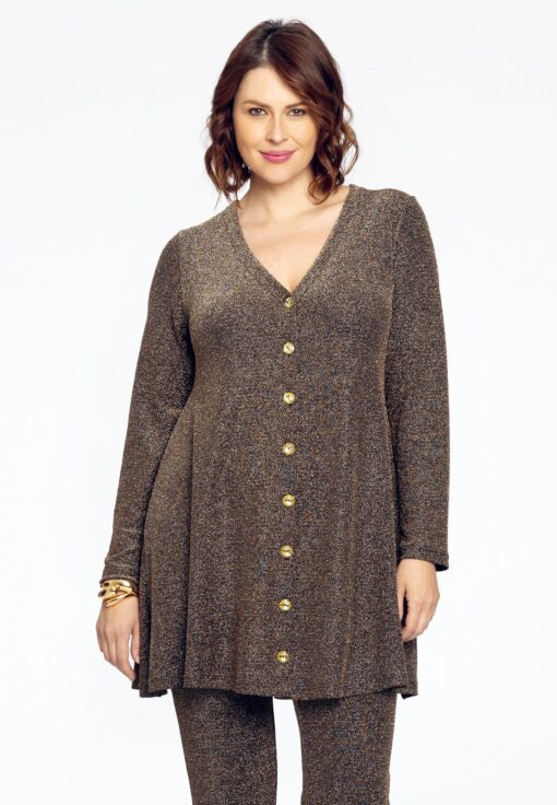 Yoek Vest wide bottom LUREX | Goud | Maat 46/48