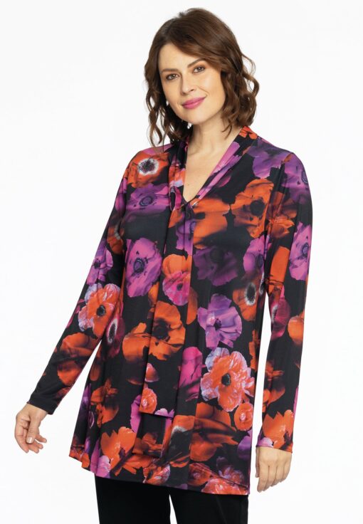 Yoek Tuniek flare met strik POPPY | Zwart | Maat 58/60