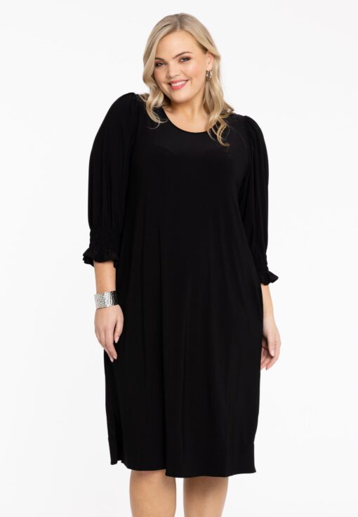 Yoek Dress puff sleeve | Zwart | Maat 38/40