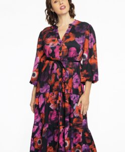 Yoek Jurk met pofmouw POPPY | Zwart | Maat 42/44