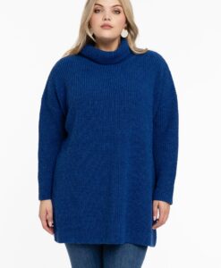 Yoek Gebreide trui met col | Indigo | Maat 42/44