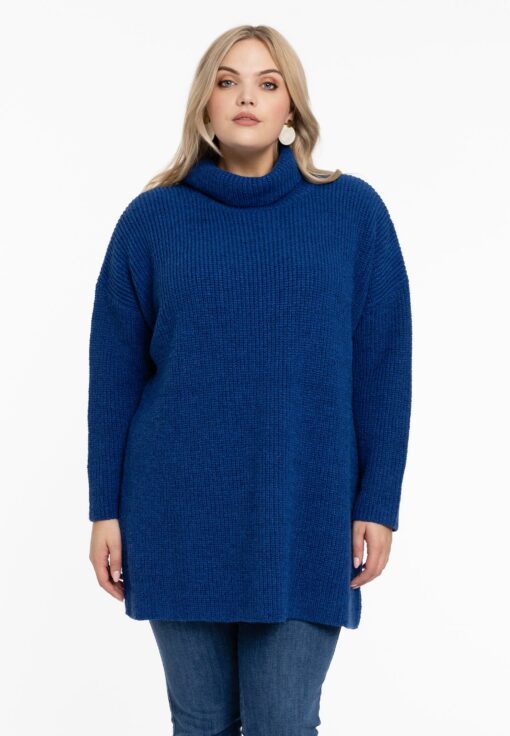 Yoek Gebreide trui met col | Indigo | Maat 42/44
