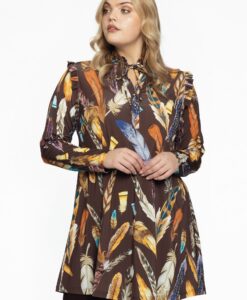 Yoek Tuniek wide bottom FEATHERS | Bruin | Maat 54/56