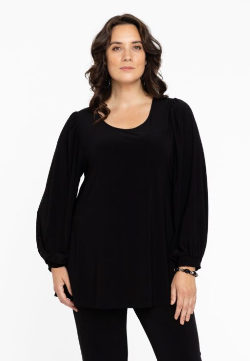Yoek Tuniek flare pofmouw | Zwart | Maat 50/52
