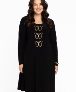 Yoek Jurk A-lijn RHINESTONES | Zwart | Maat 50/52