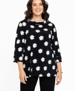 Yoek Shirt A-lijn met Col DAISY | Zwart | Maat 50/52