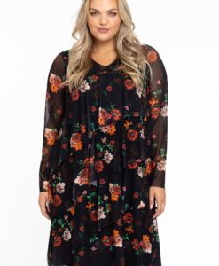 Yoek Jurk met ruches BABY ROSE | Zwart | Maat 38/40