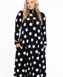 Yoek Maxi Jurk met rits DAISY | Zwart | Maat 38/40
