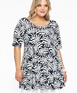Yoek Tuniek wide bottom SEA LEAF | Zwart | Maat 38/40