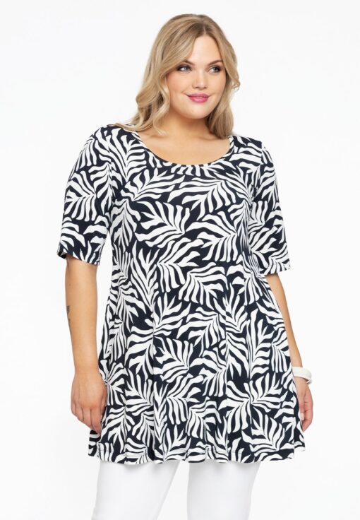 Yoek Tuniek wide bottom SEA LEAF | Zwart | Maat 38/40